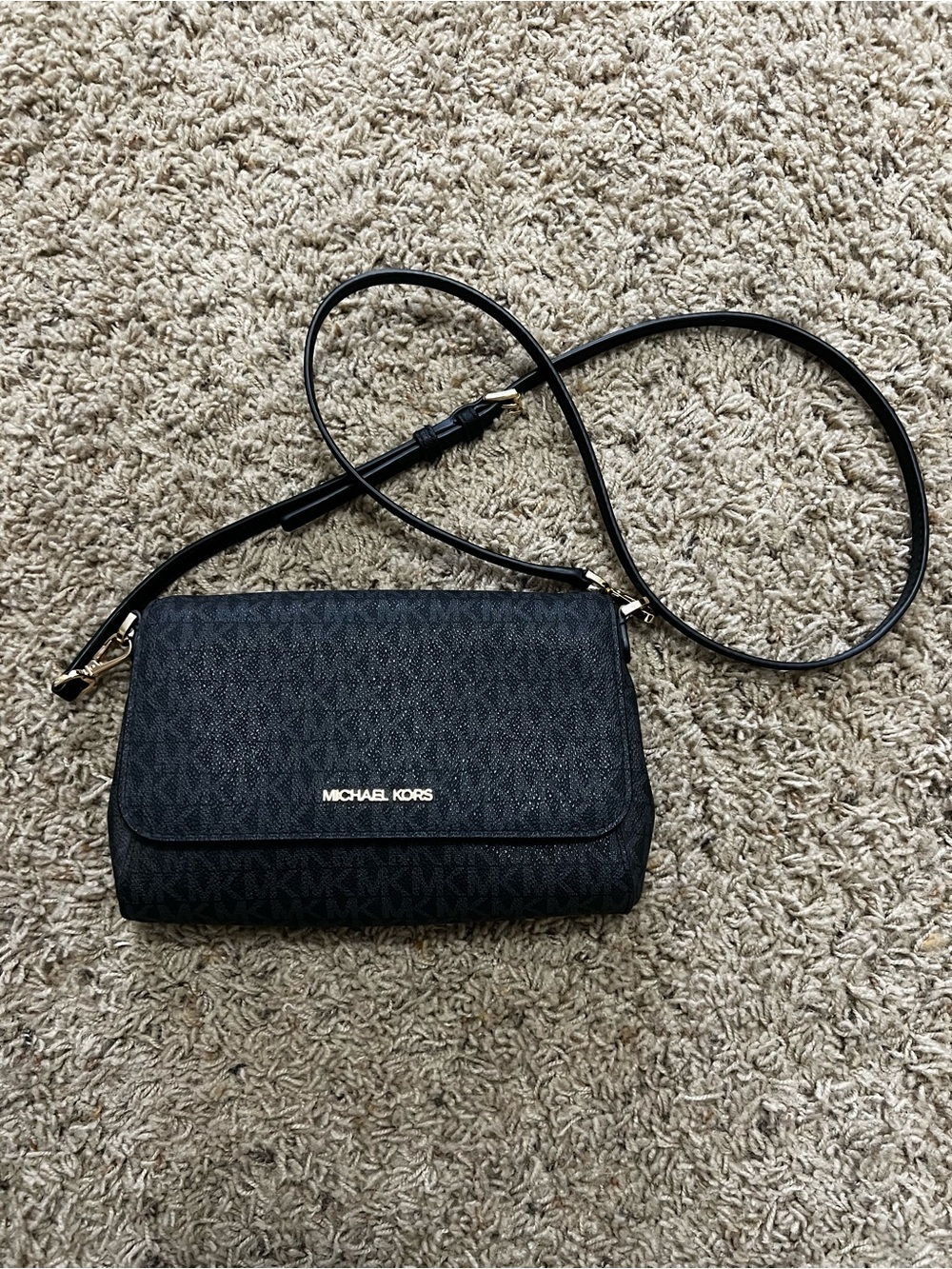 Michael Kors Black Logo-Print Crossbody Bag